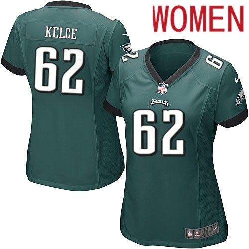 Women Philadelphia Eagles 62 Jason Kelce Nike Midnight Green Game NFL Jersey